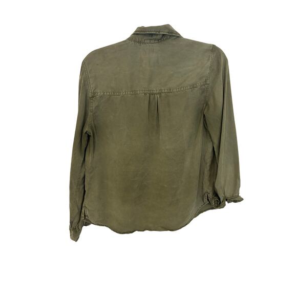 Abercrombie & Fitch Olive Button Down Shirt Lyocell S Utility Minimalist Preppy - Picture 3 of 4